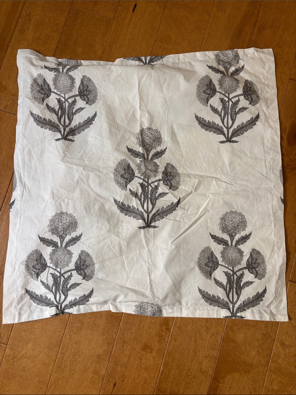 Pottery Barn Cotton Square European Sham Gray Wbite  Floral